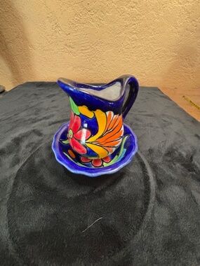 Telavera Mexico salsa small pitcher & saucer
